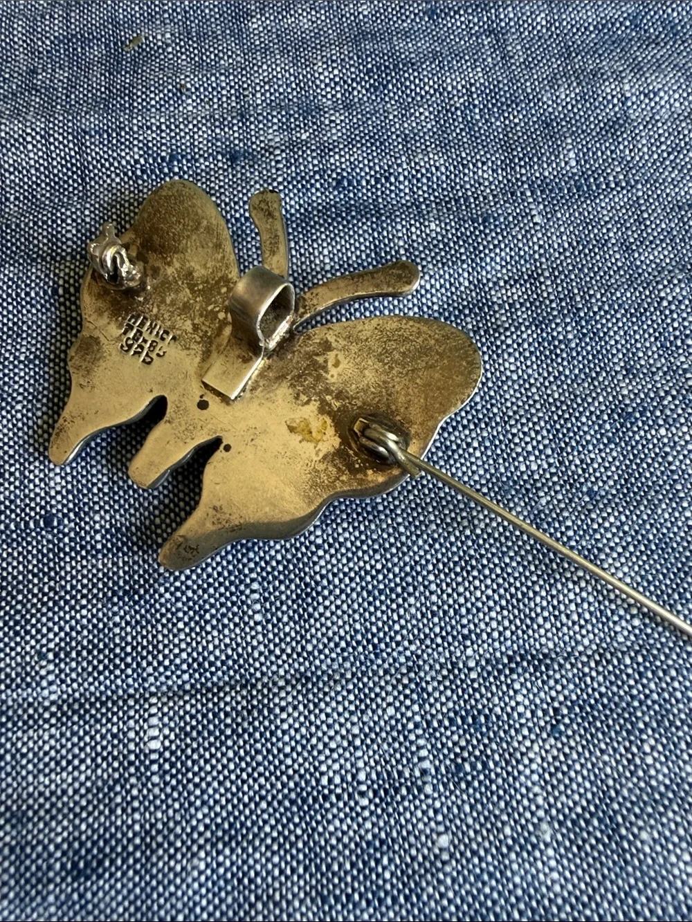 Vintage Taxco Mexico 925 Sterling Silver Butterfly Brooch Pendant Heavy 25g